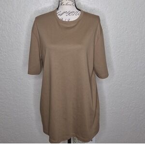 Murano Liquid Cotton T-Shirt Mens Large Tan Brown Crew Neck Short Sleeve Tee